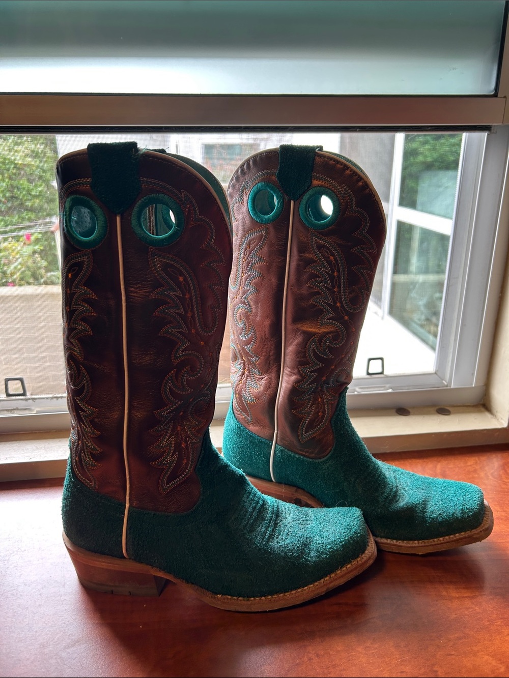 Ariat Teal and Brown Classic Western Heeled Boots